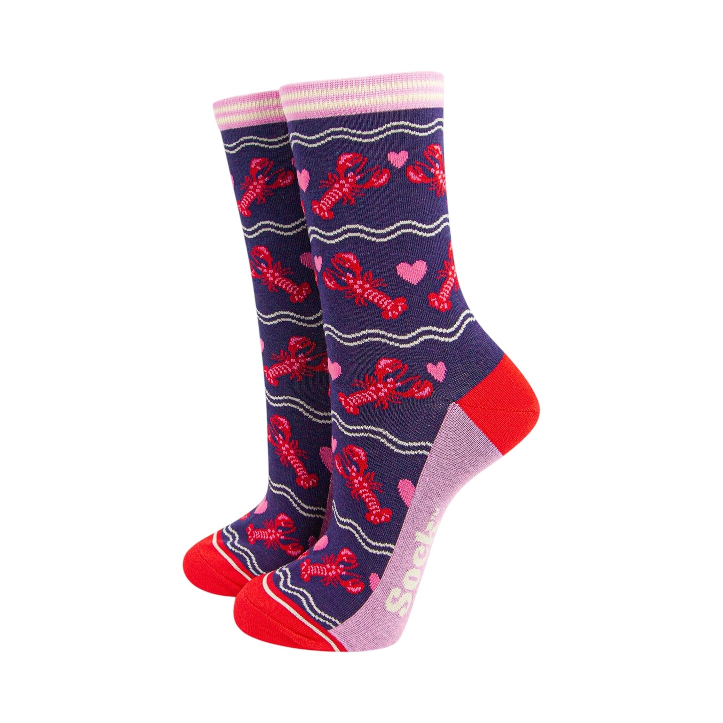 Ladies bamboo socks - Lobsters & hearts