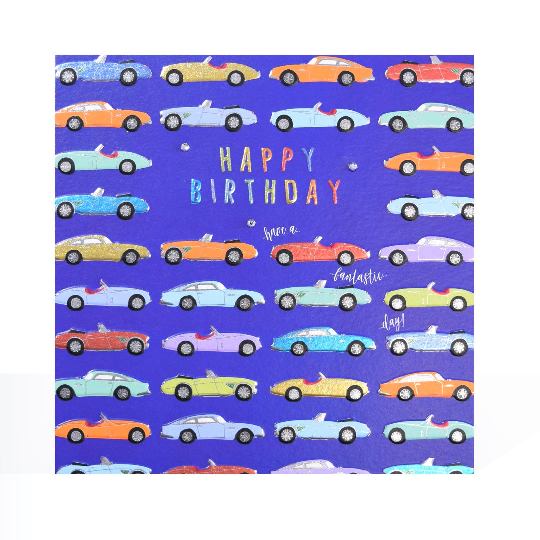 Happy birthday, classic cars card