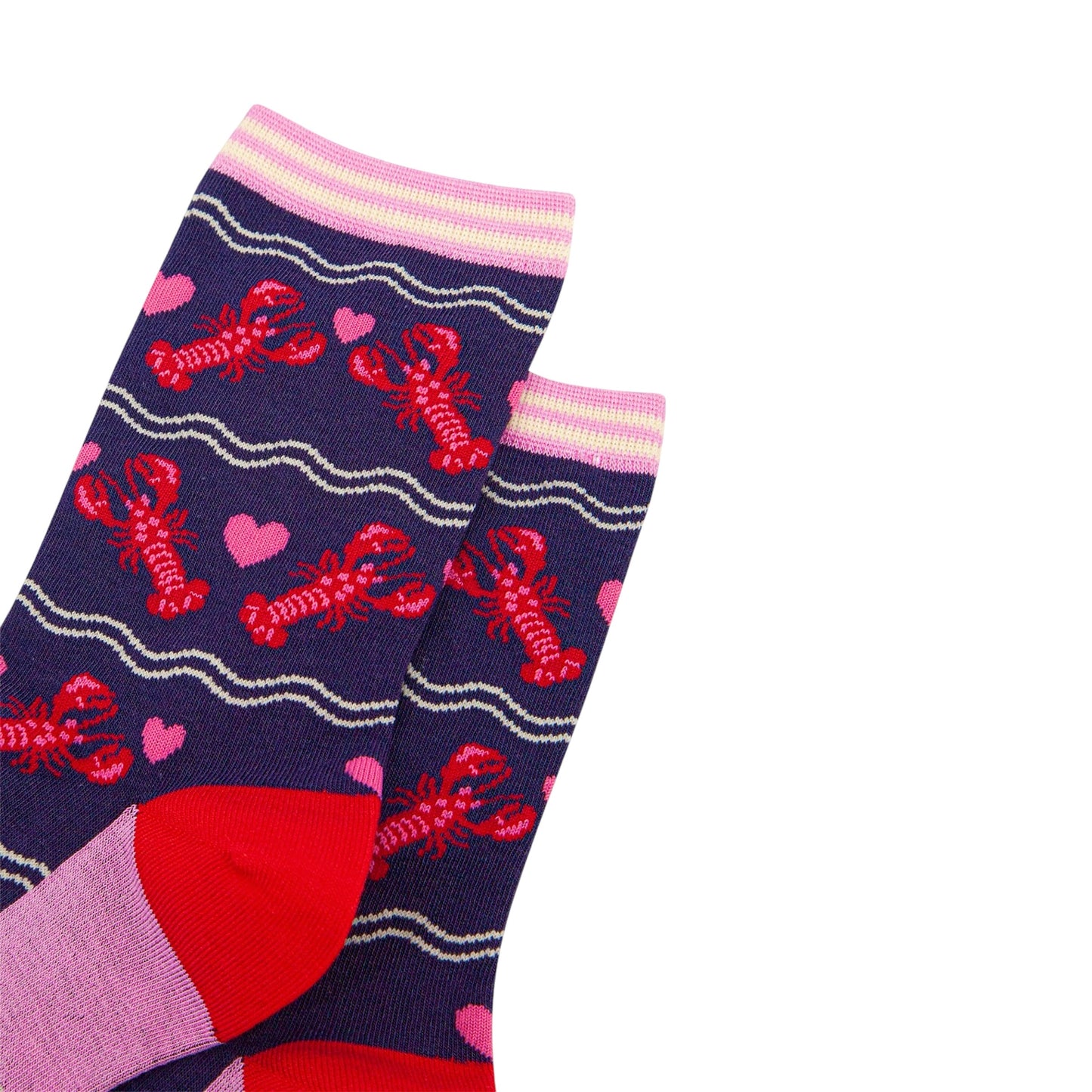 Ladies bamboo socks - Lobsters & hearts