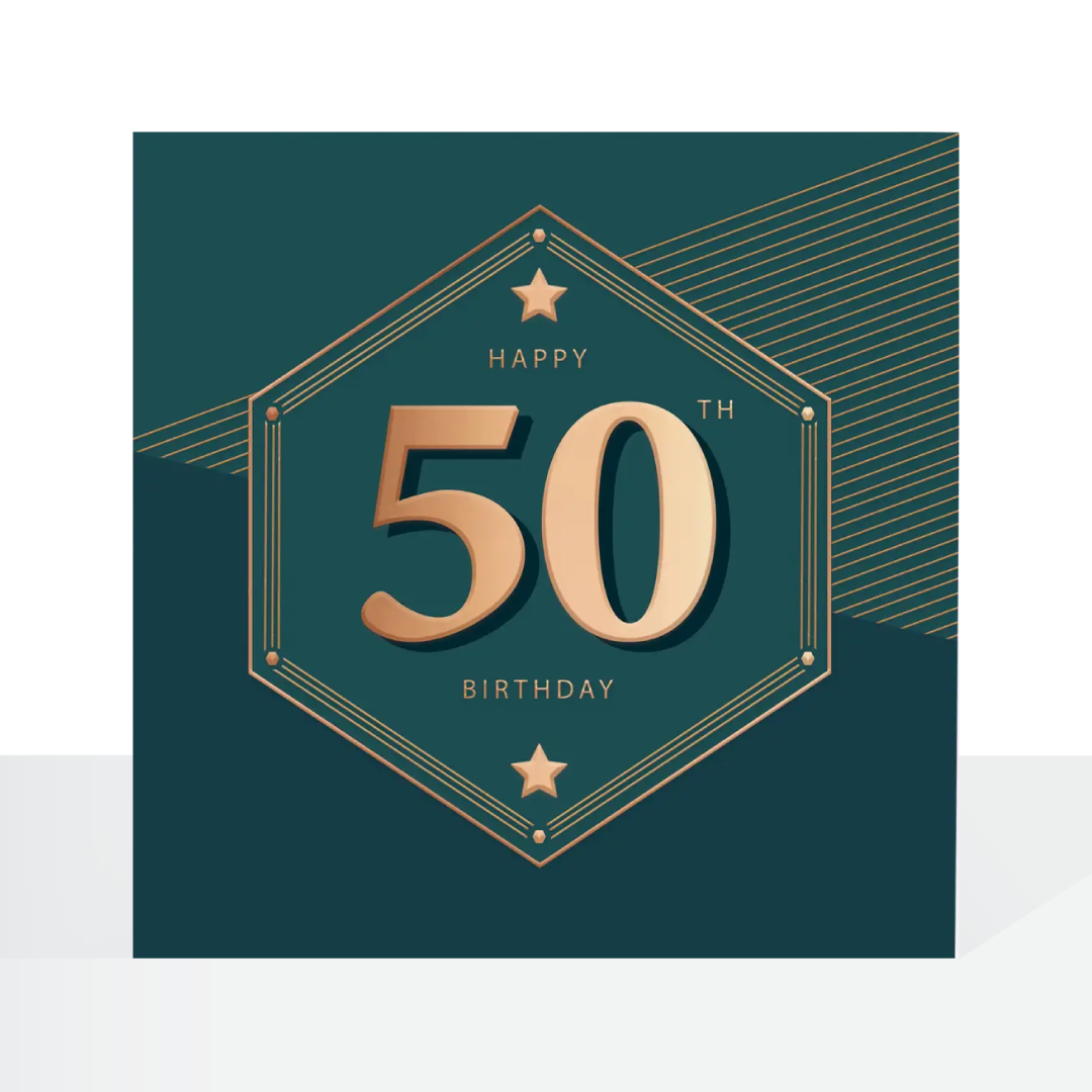 50th birthday Male pocket square card
