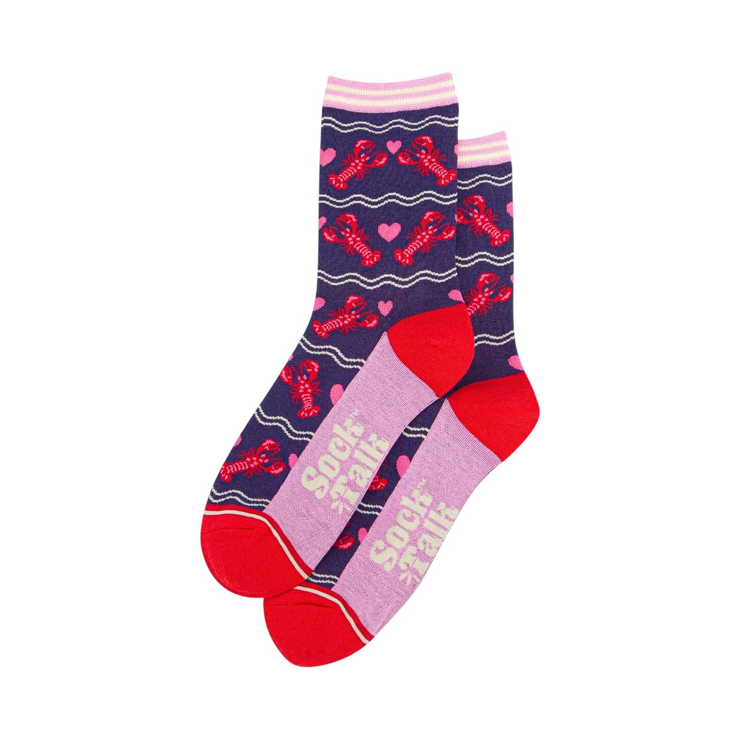 Ladies bamboo socks - Lobsters & hearts