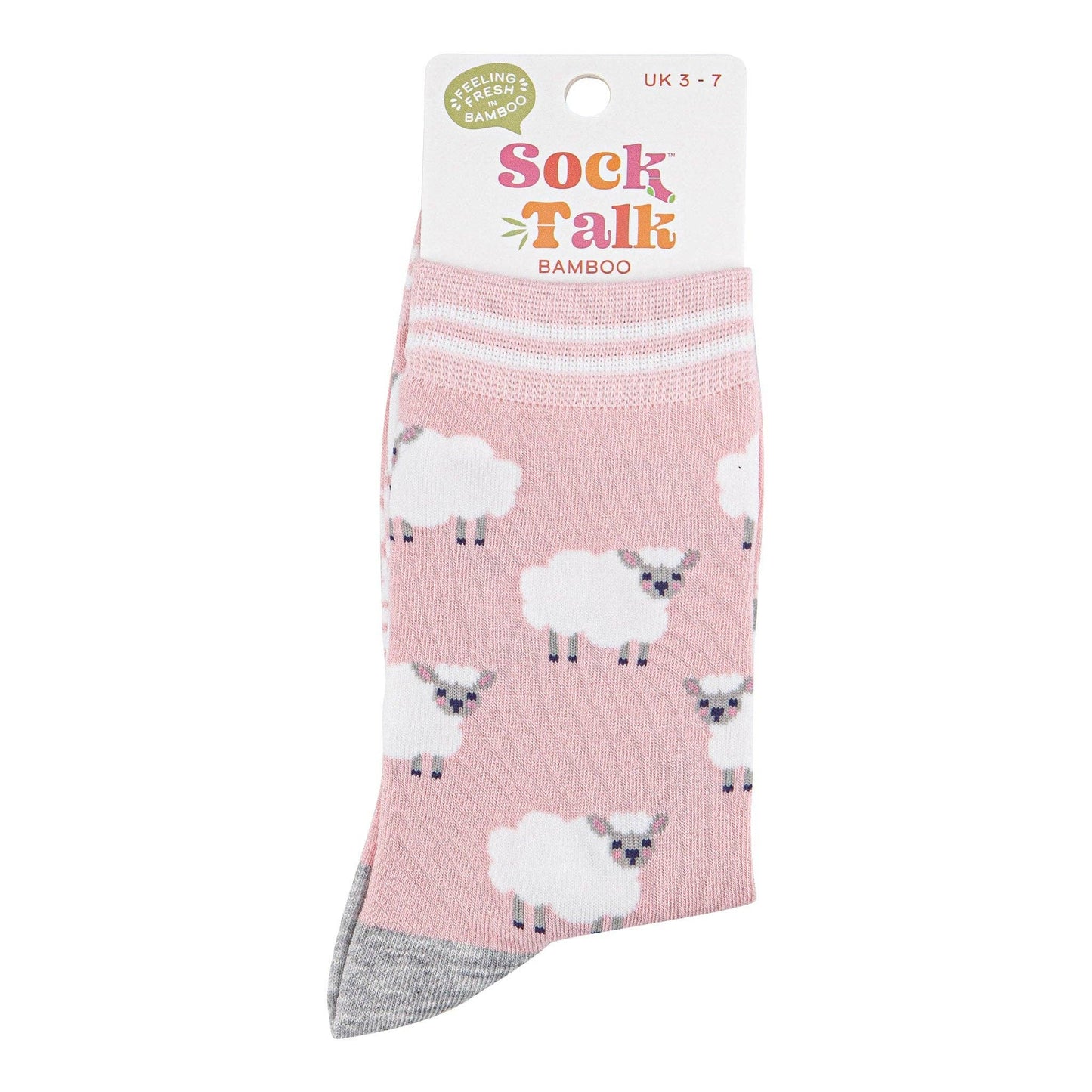 Women's Bamboo Socks - Light Pink/Grey Marl, Sheep