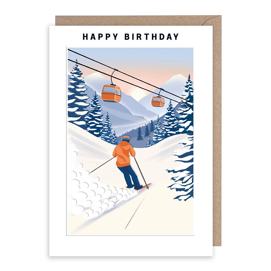 Happy Birthday - Skiing down a mountain in winter