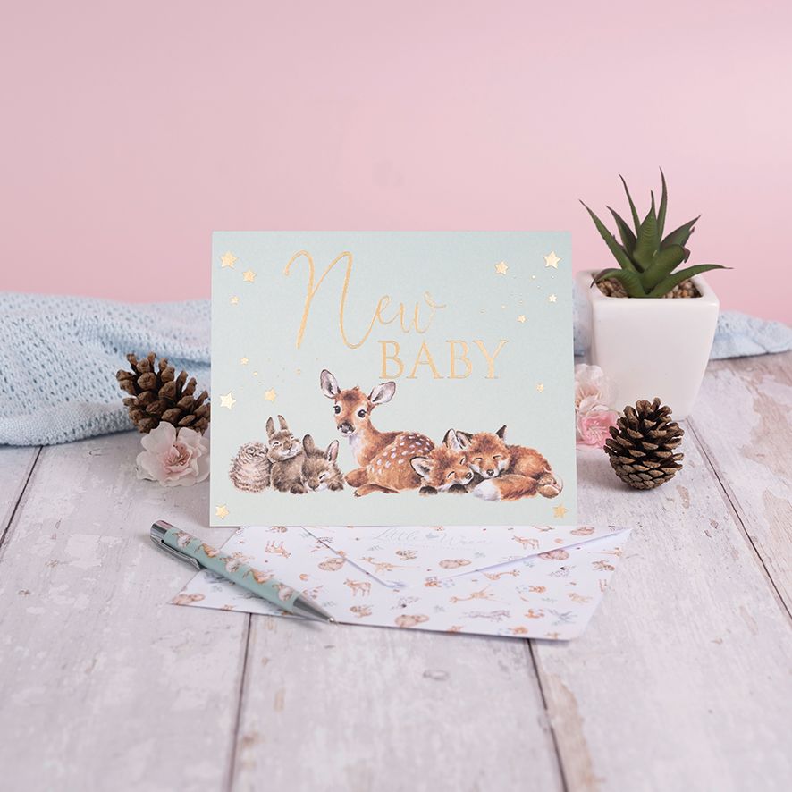 New baby - woodland animals card