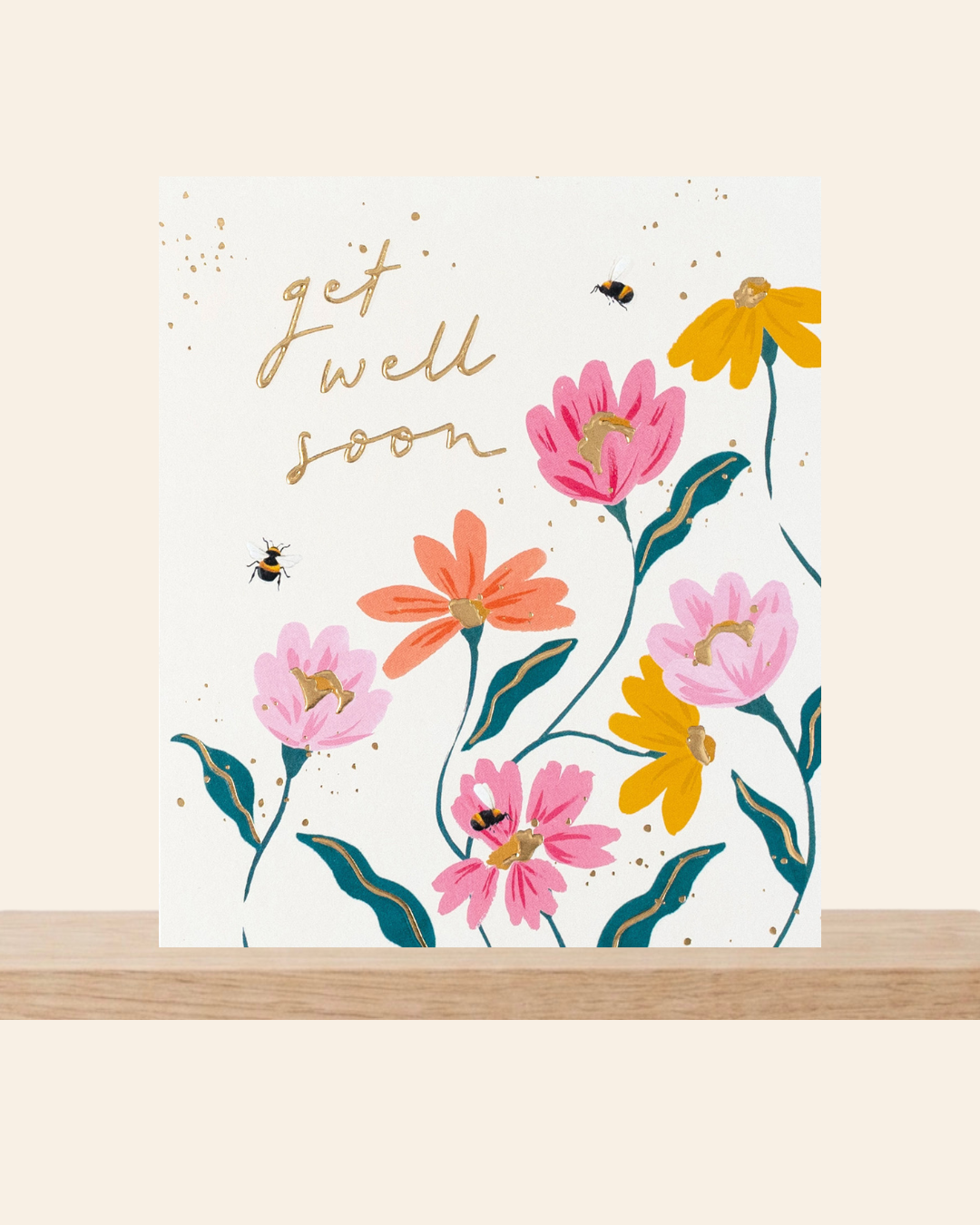 Get well soon bees & flowers card
