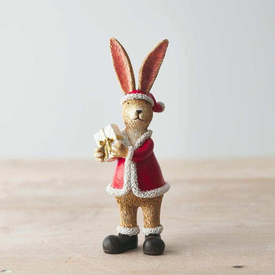 Santa Jasper rabbit standing ornament Christmas