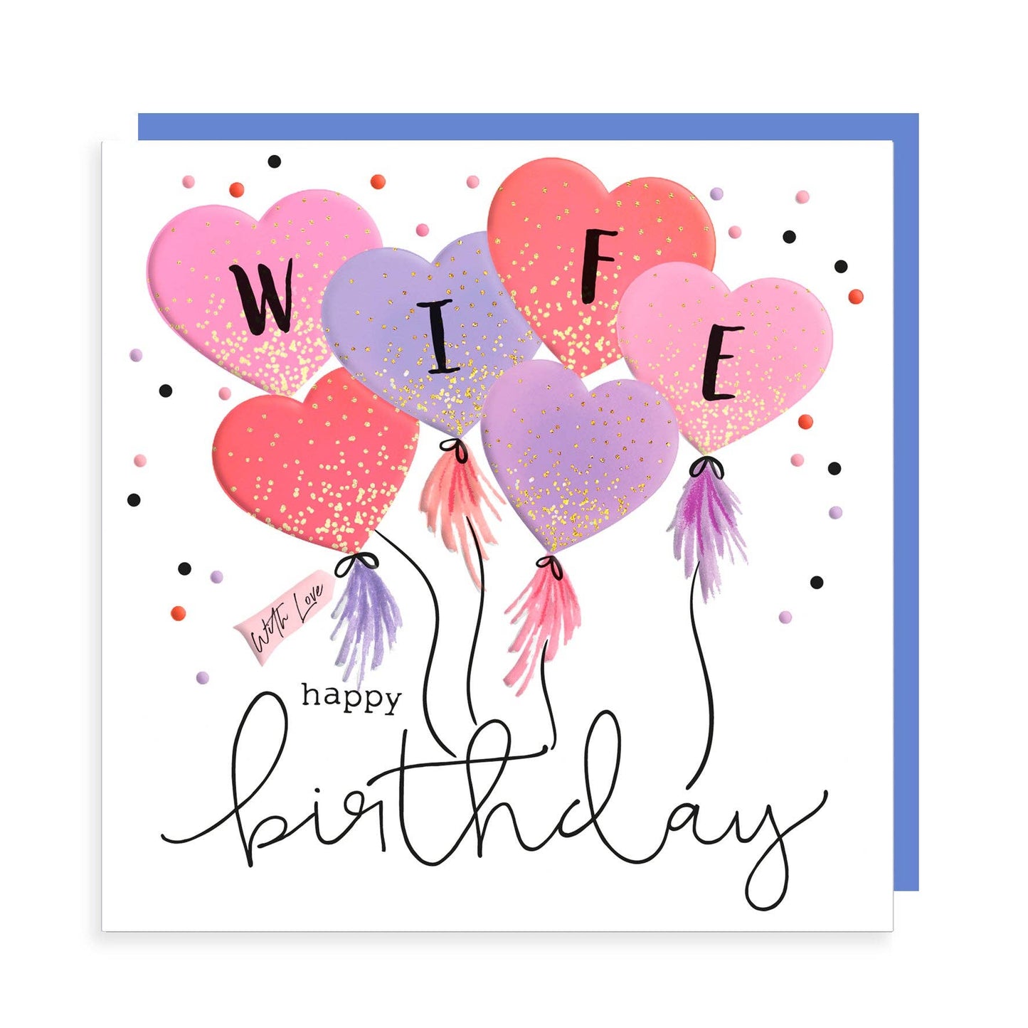 Happy Birthday Wife - Romantic Pink Heart Balloons
