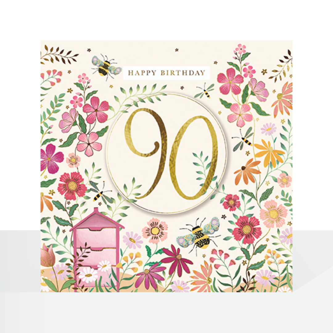 90th birthday florals card