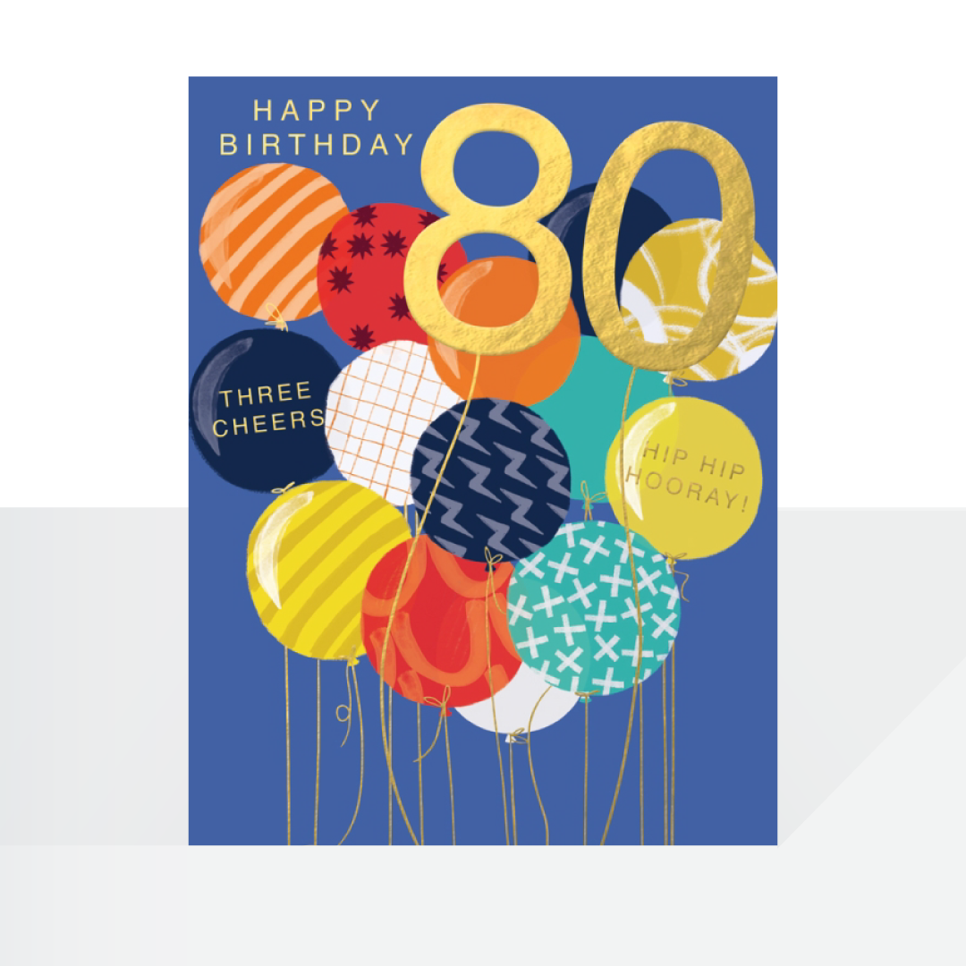 80th male balloons - card