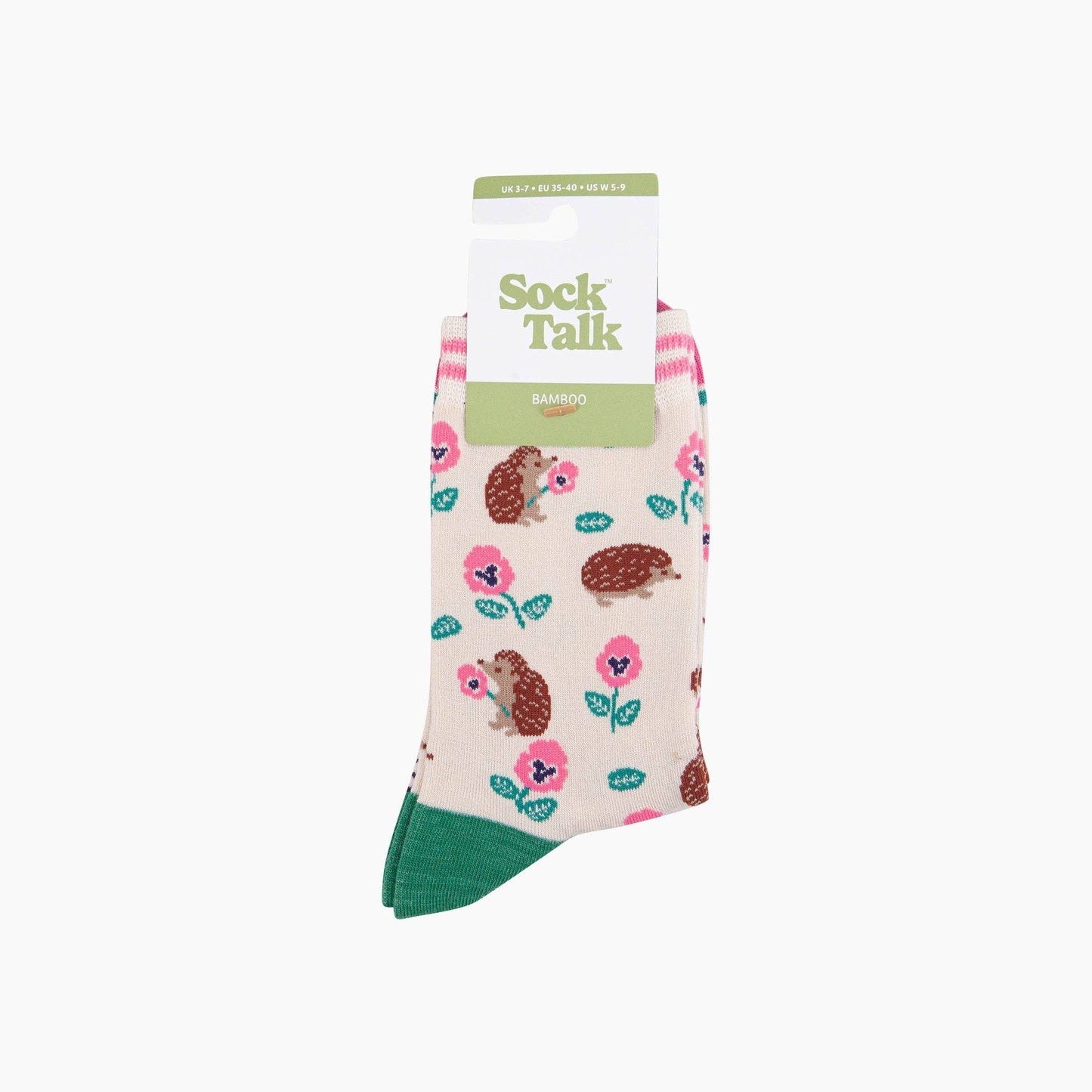 Hedgehog Floral Bamboo Socks in Cream