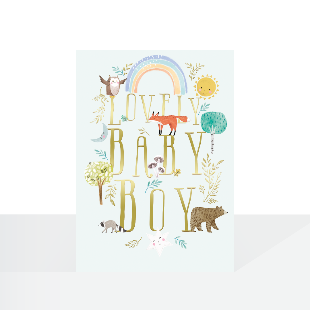Lovely baby boy card - animals