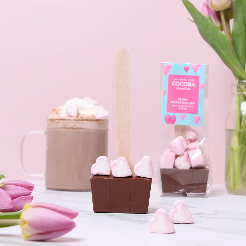 Cocoba Milk Hot Chocolate Spoon With Heart Marshmallows