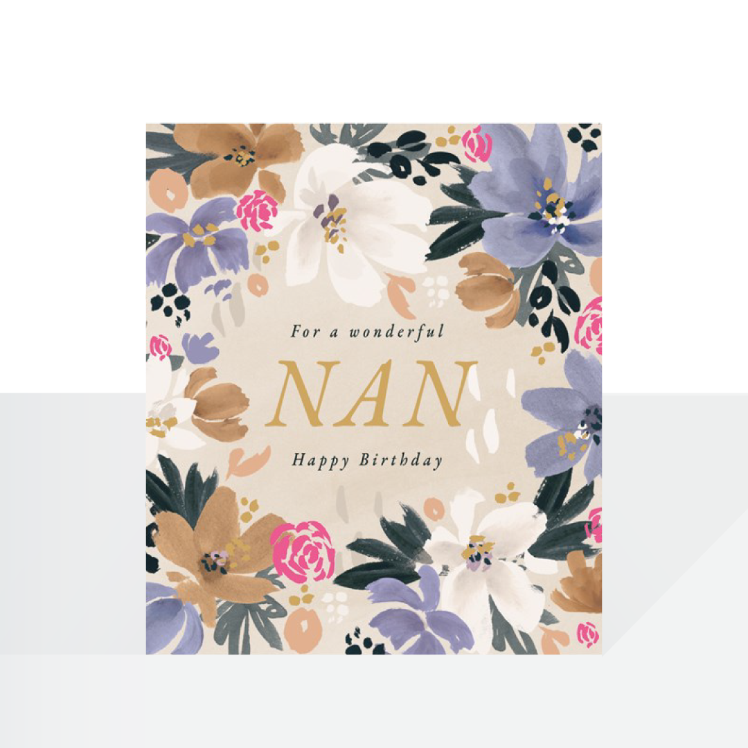 Wonderful Nan, floral birthday card