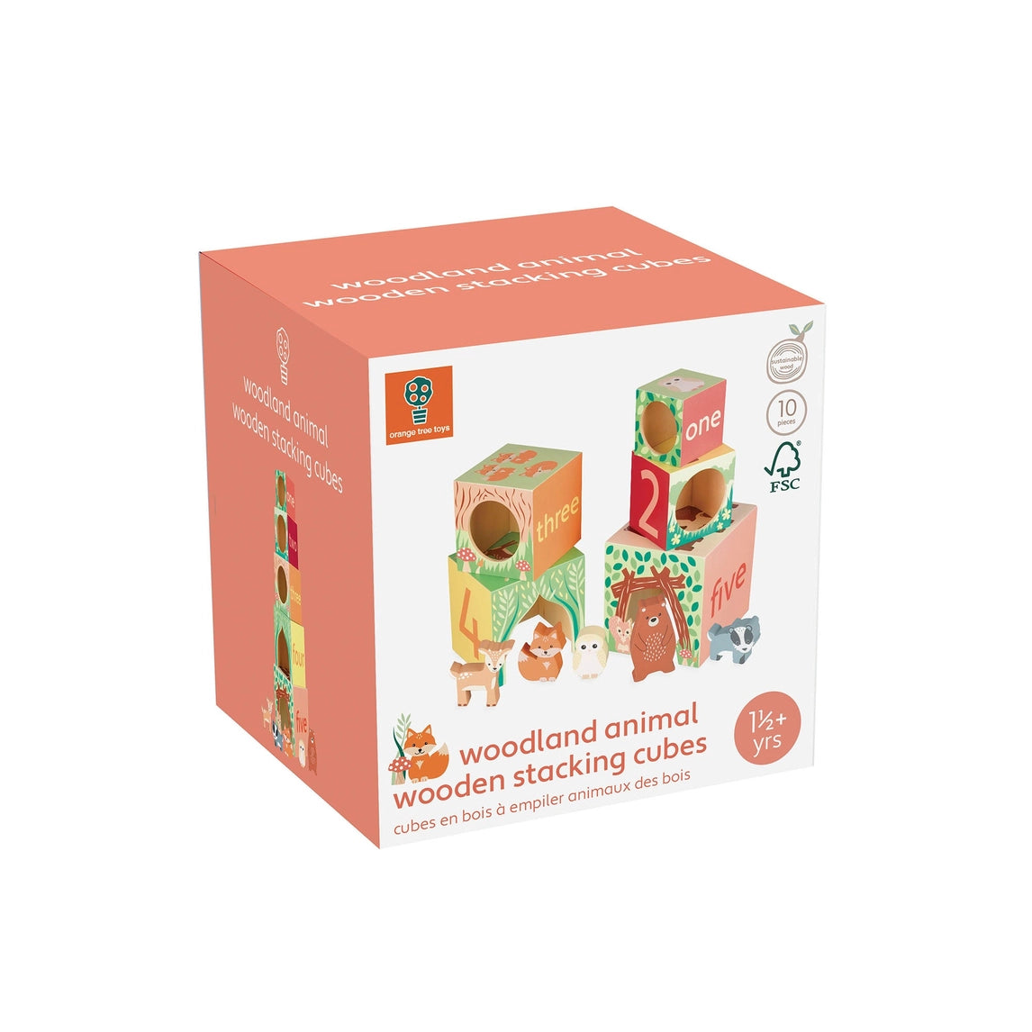 Woodland animal stacking cubes wooden baby gift - Orange Tree Toys