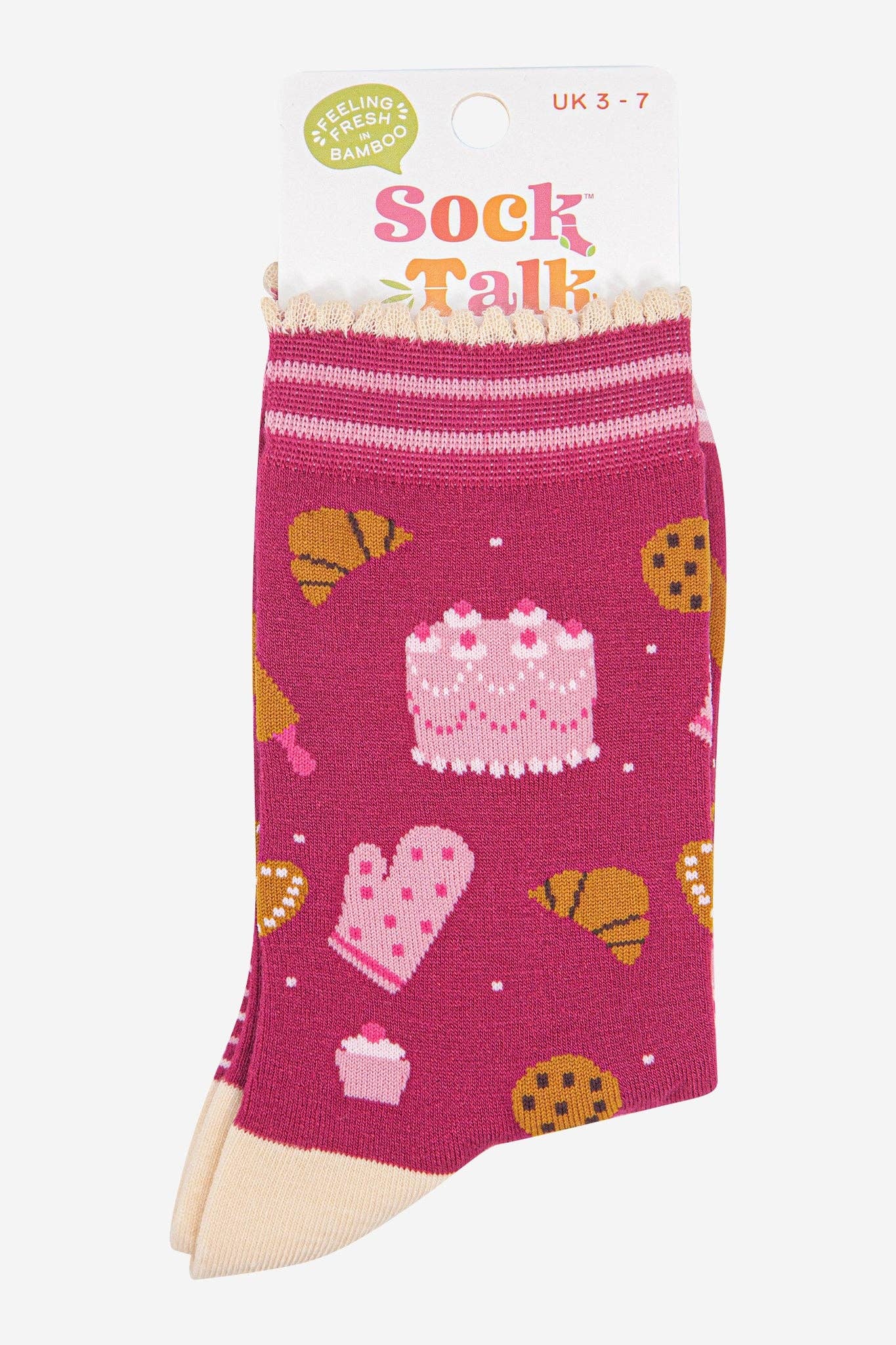 Women's Bamboo Socks - Raspberry/Light Pink, Baking