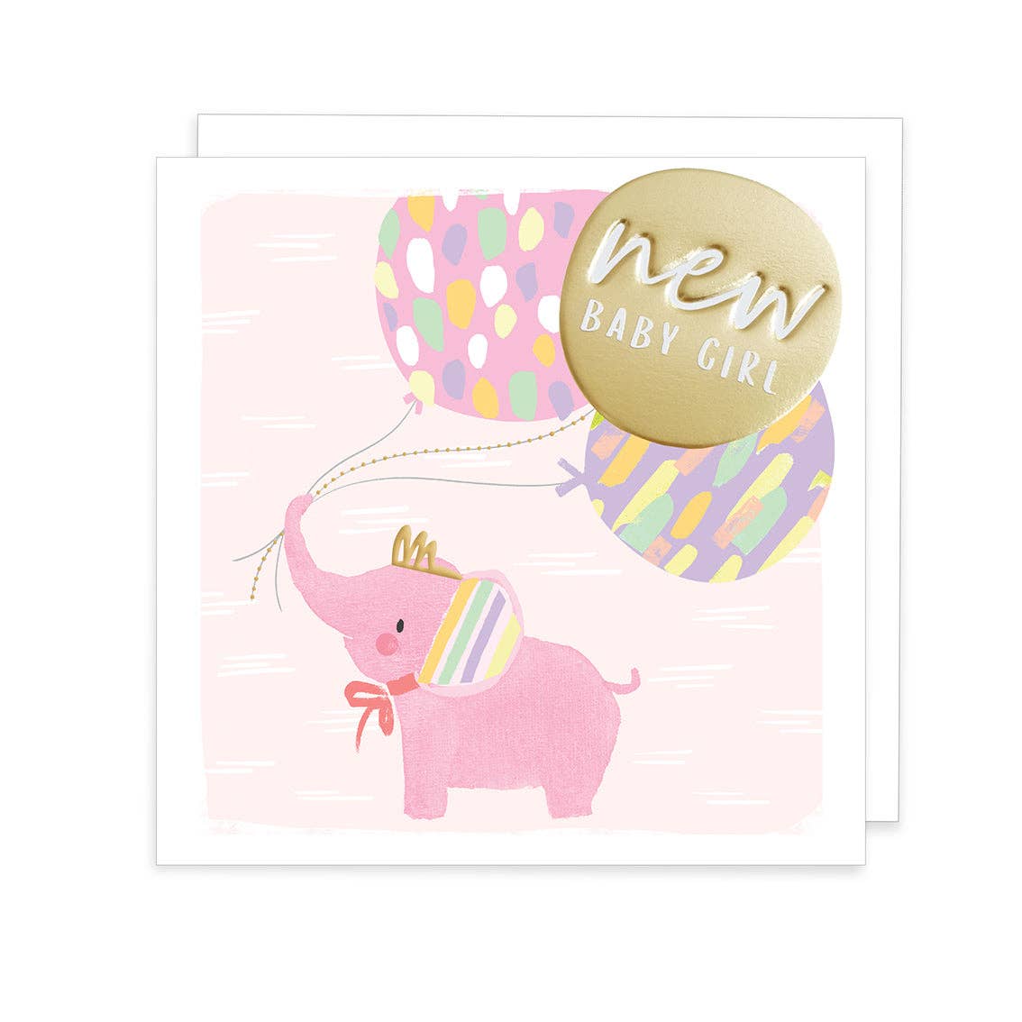 New Baby Girl - Pink Elephant with Balloons