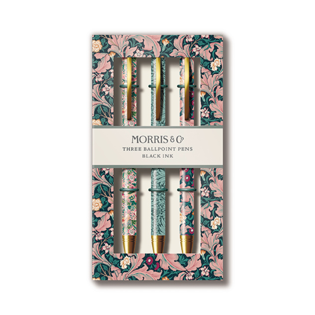 Morris & Co. Strawberry Thief pen trio gift set