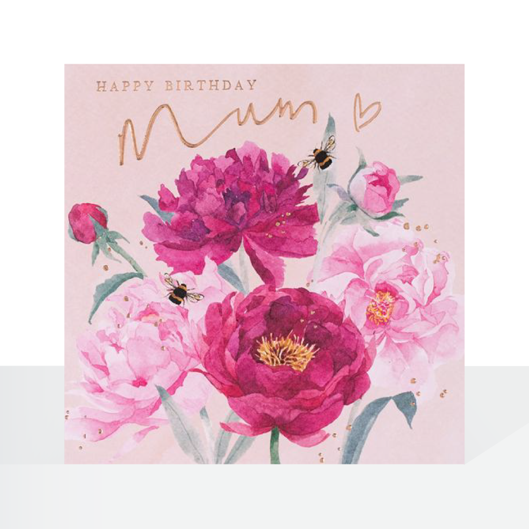 Mum peonies birthday card