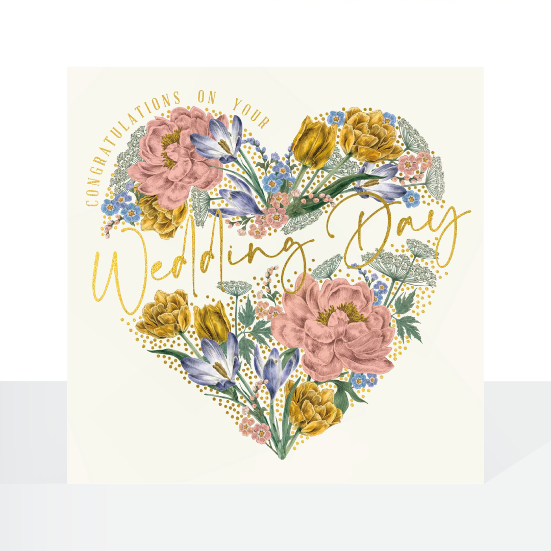 On your wedding day, floral heart large card