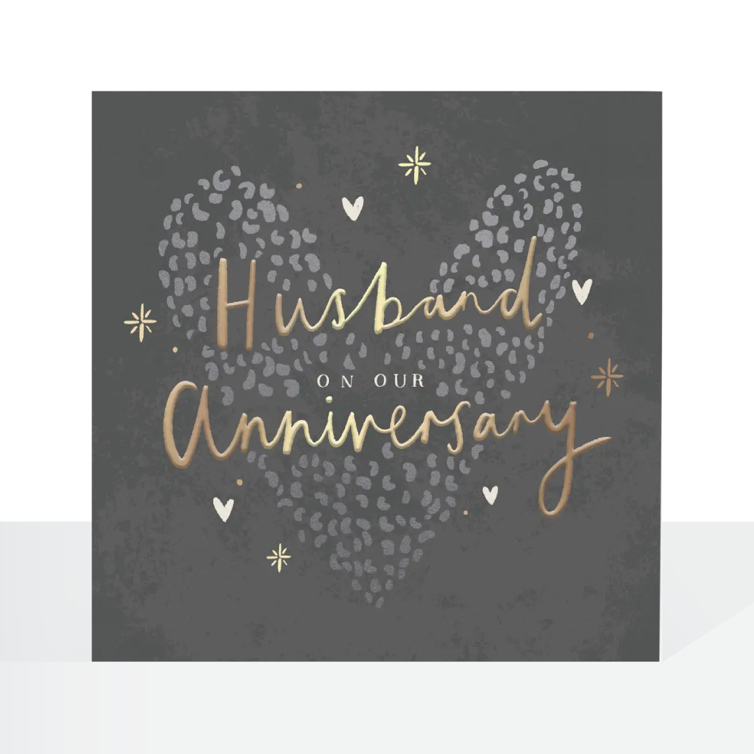 Husband Anniversary grey/gold heart