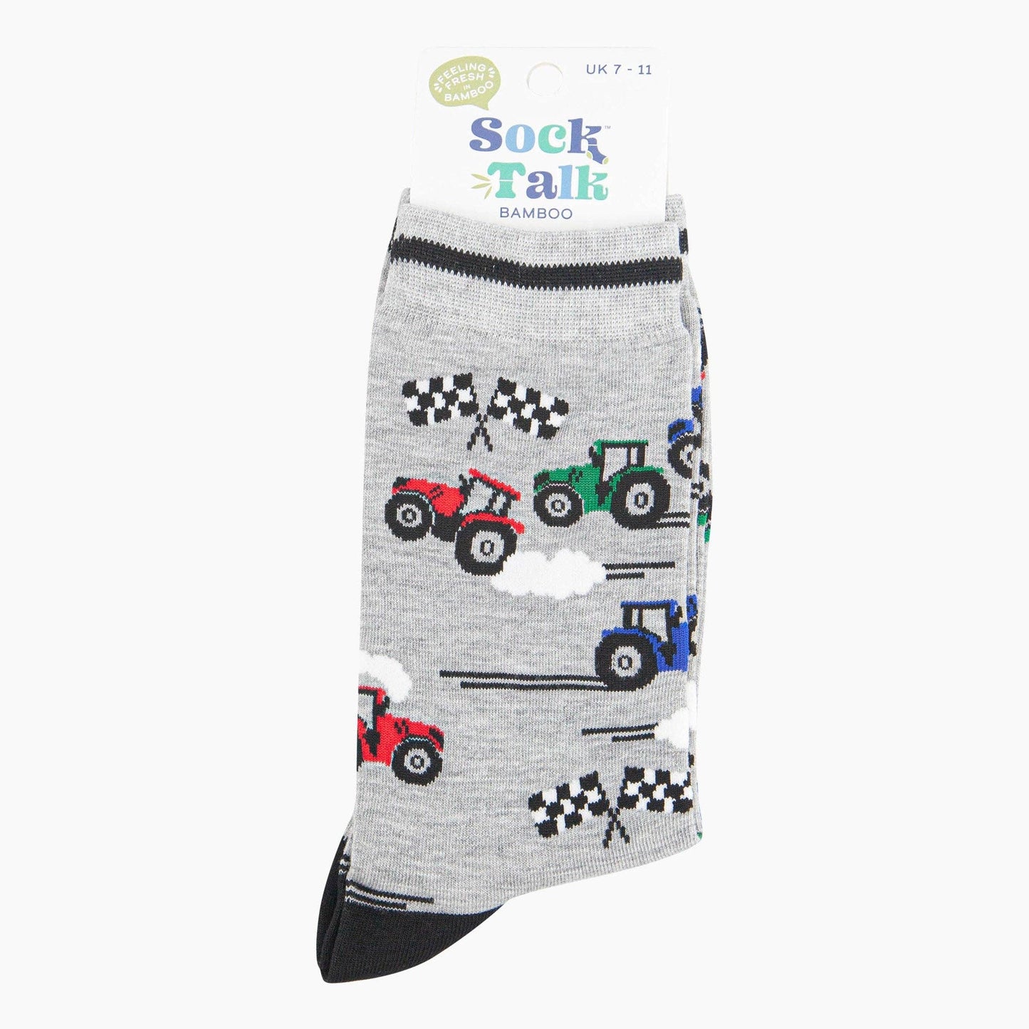 Men's Bamboo Socks - Grey, Tractor Racing