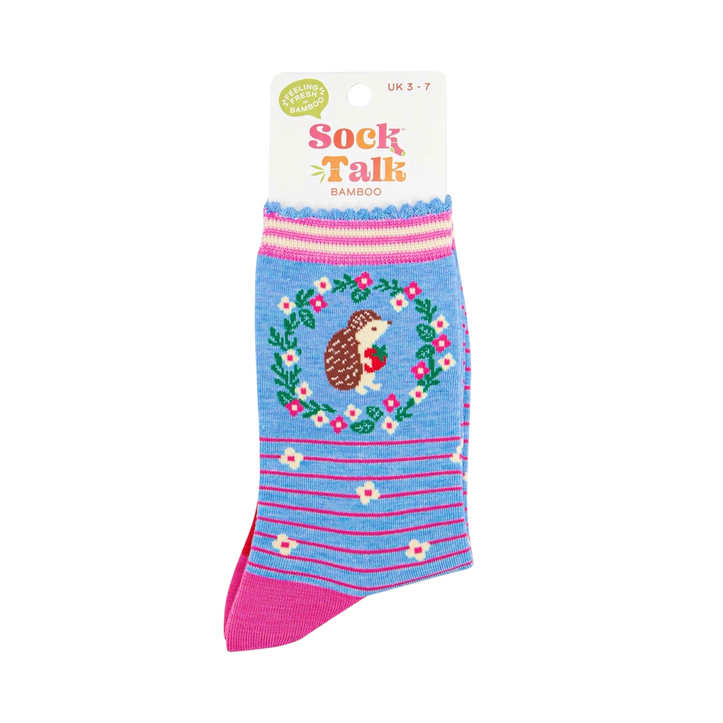 Ladies bamboo socks - Hedgehog floral wreath