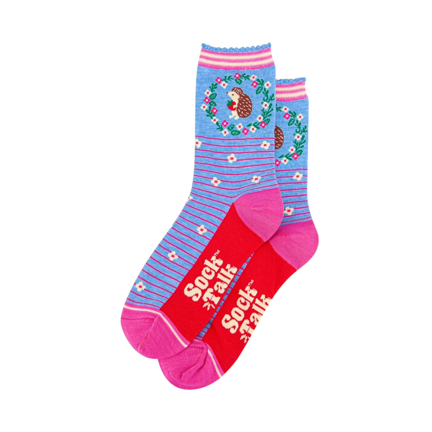 Ladies bamboo socks - Hedgehog floral wreath