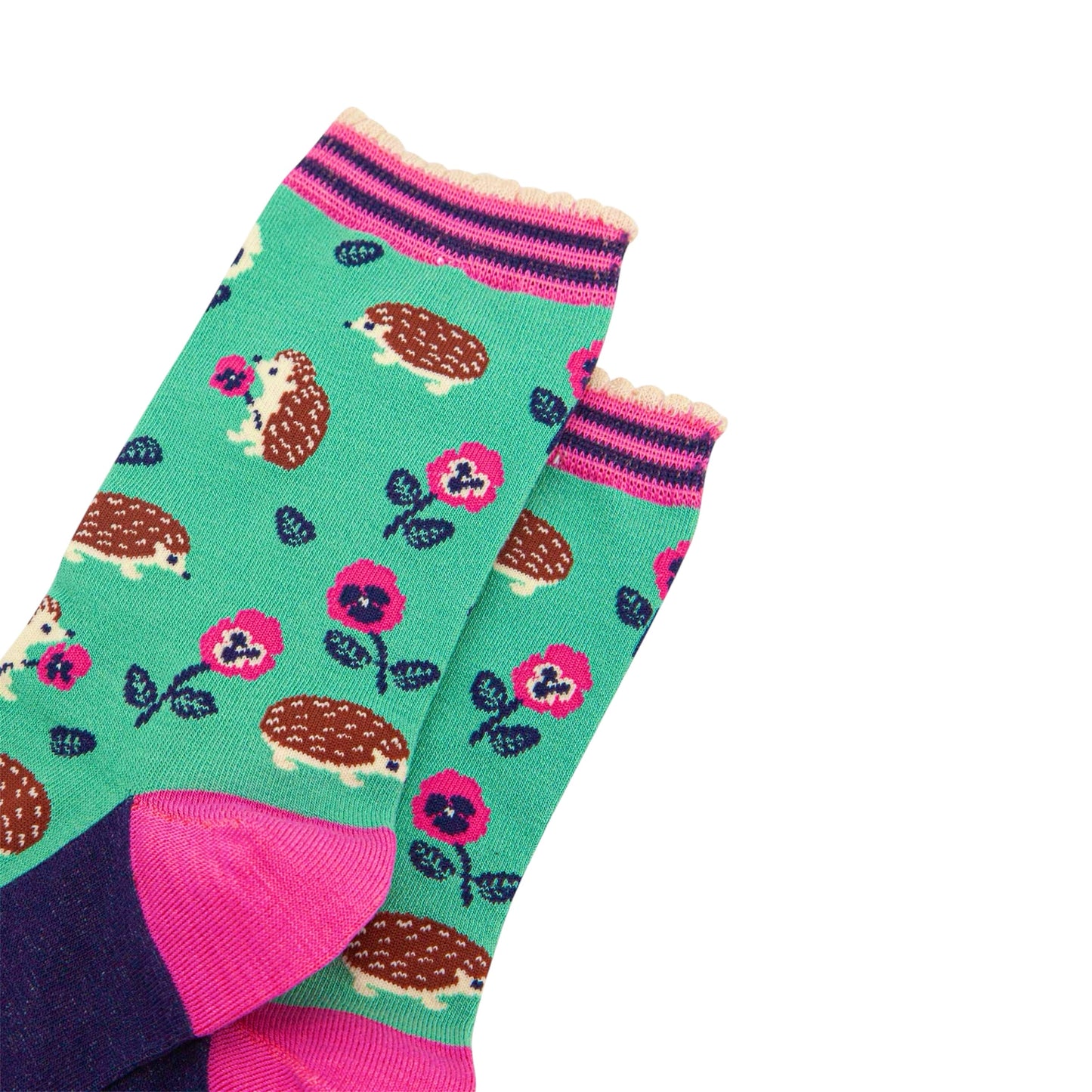 Ladies bamboo socks - Hedgehog & flowers