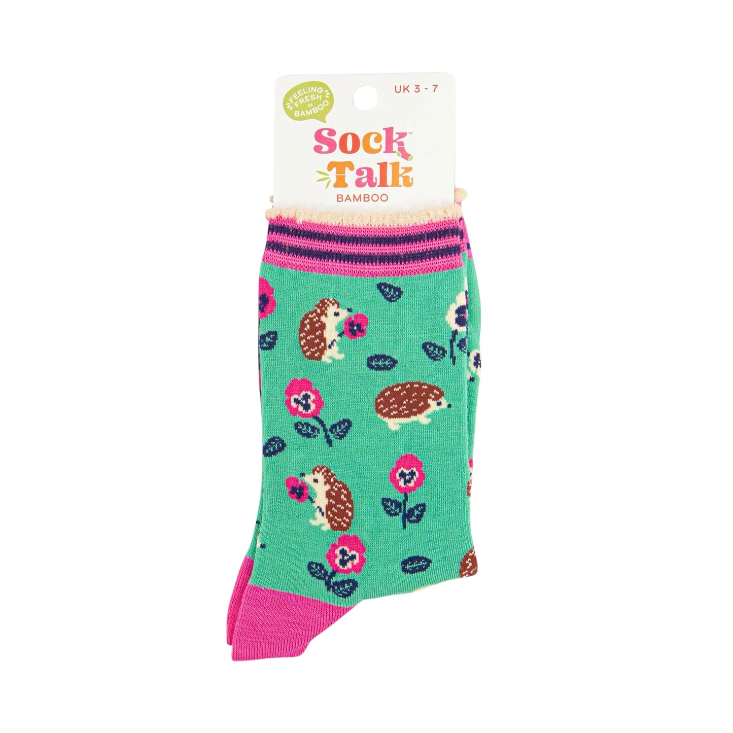Ladies bamboo socks - Hedgehog & flowers