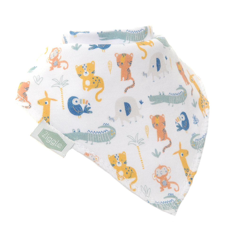 Bandana dribble bib - Jungle animals white - Ziggle