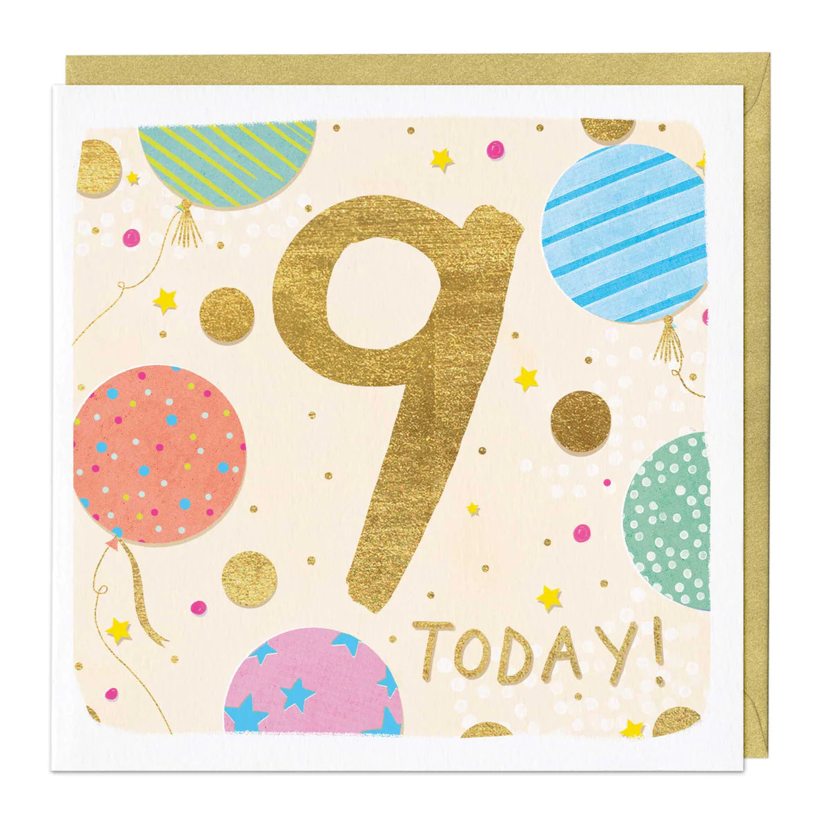 9 today girls balloons - card