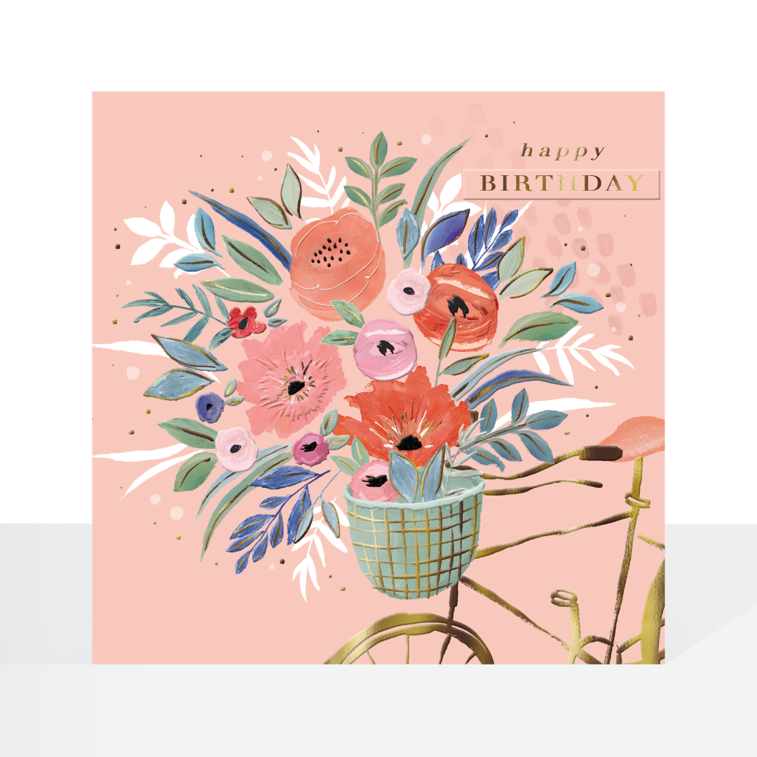 Bellini Fizz flowers in your basket - birthday card