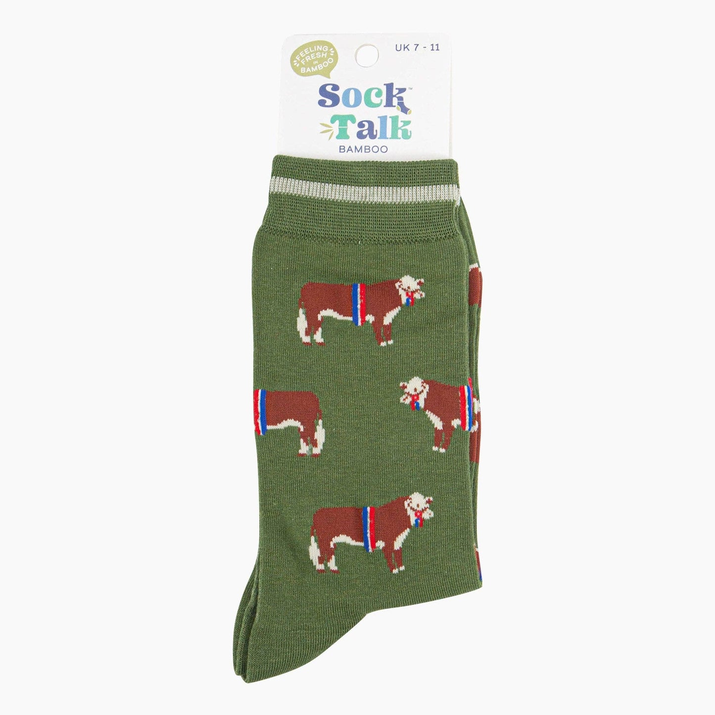 Men's Bamboo Socks - Green, Prize Hereford Bull