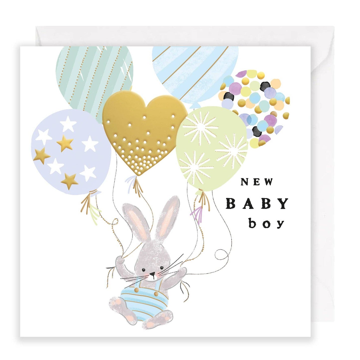 New Baby Boy - Bunny with Balloons