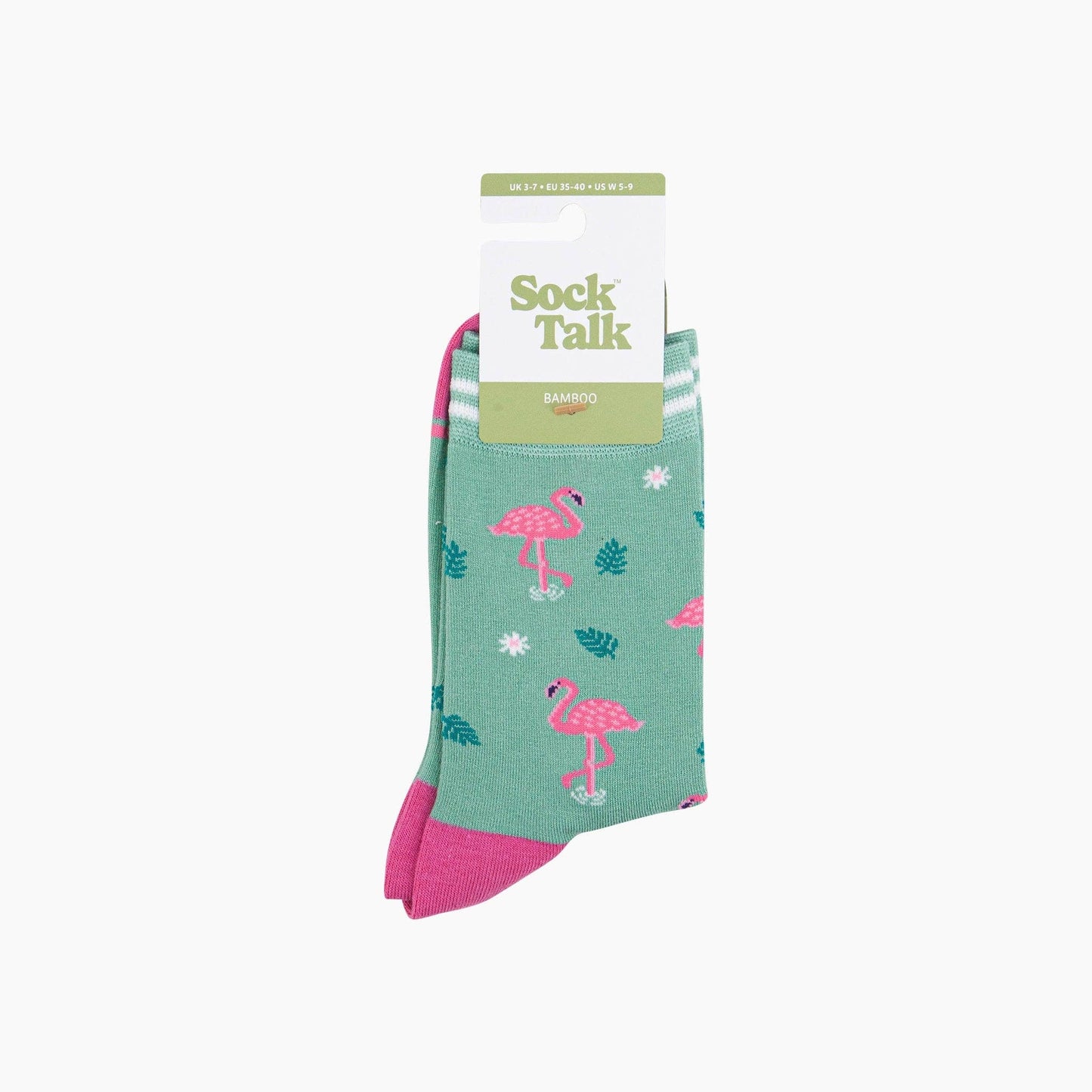 Standing Flamingos Bamboo Socks in Green