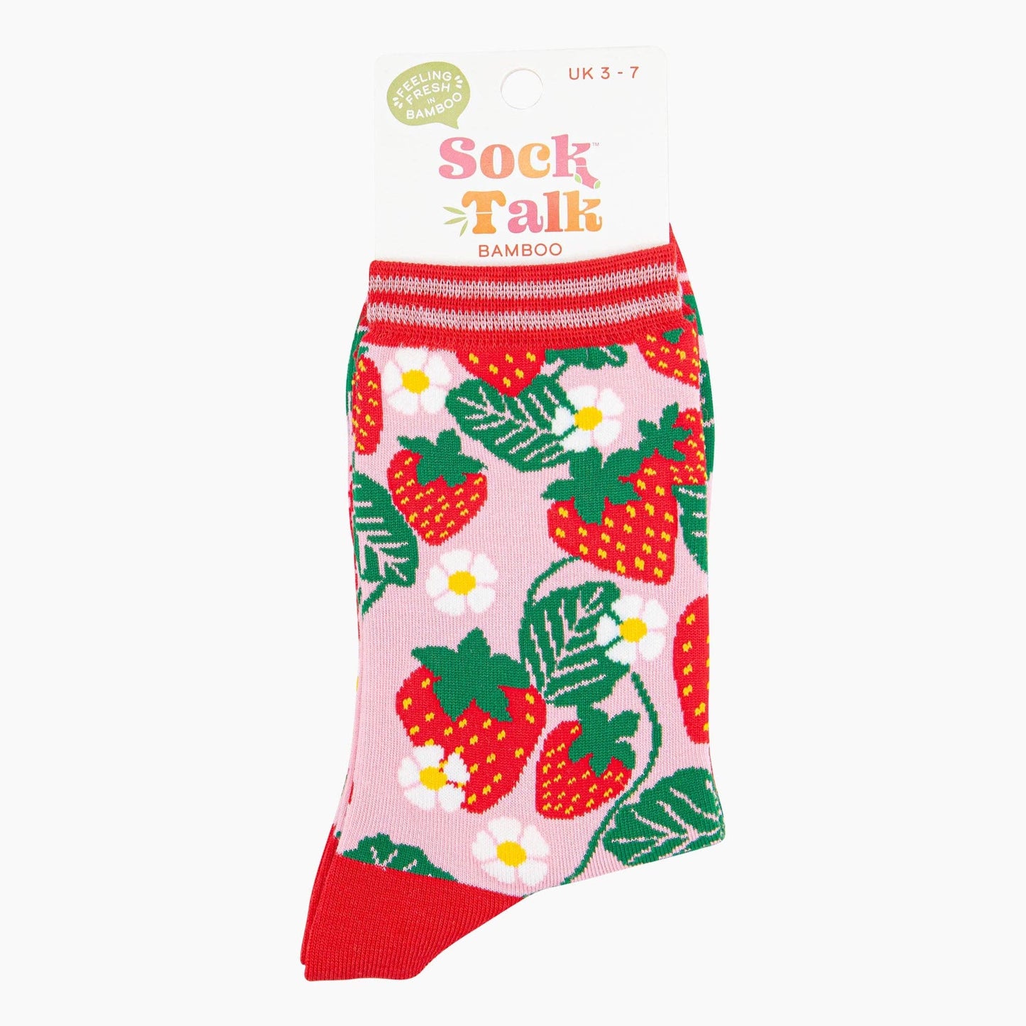 Women's Bamboo Socks - Pink, Strawberries
