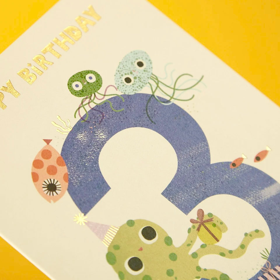 Underwater party age 3 card