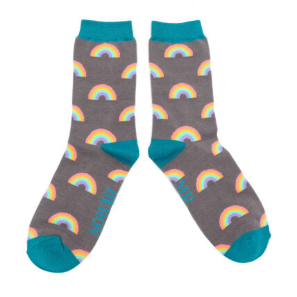 Men’s bamboo socks - charcoal rainbows