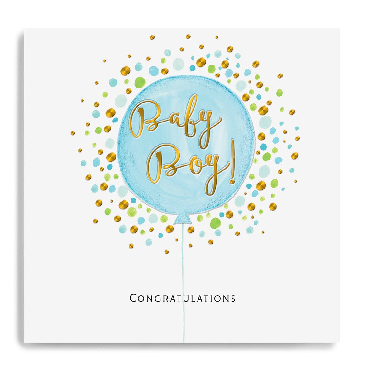 Baby boy blue balloon - card