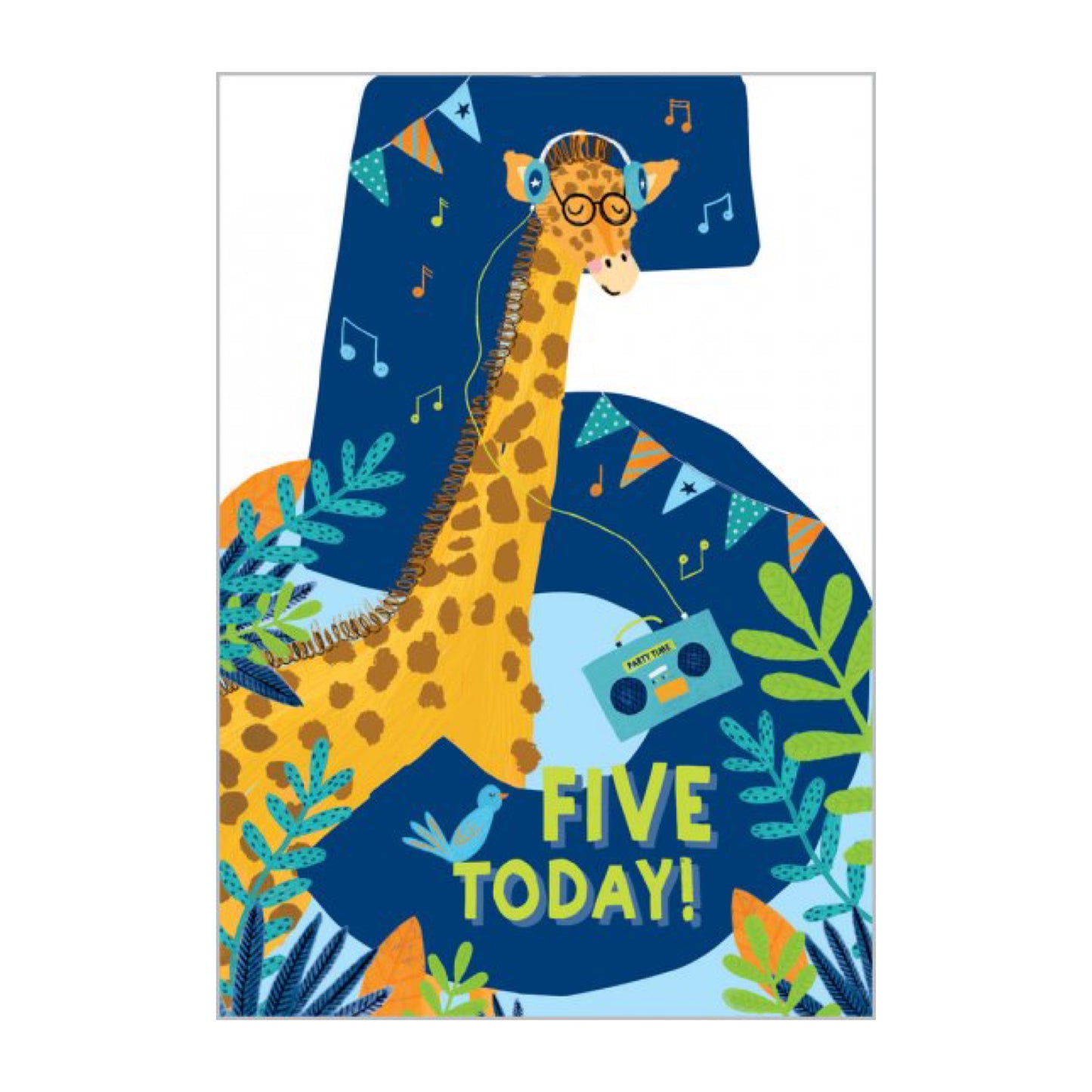 5 today giraffe cut out - card