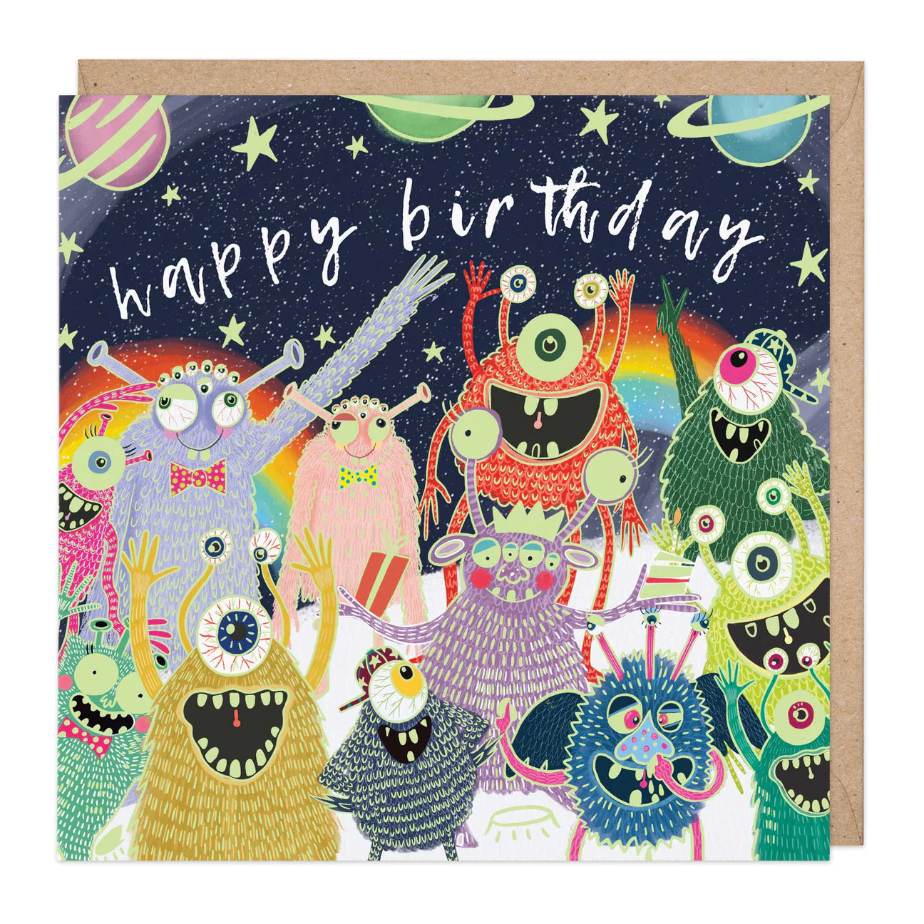 Monsters, glow in the dark - card