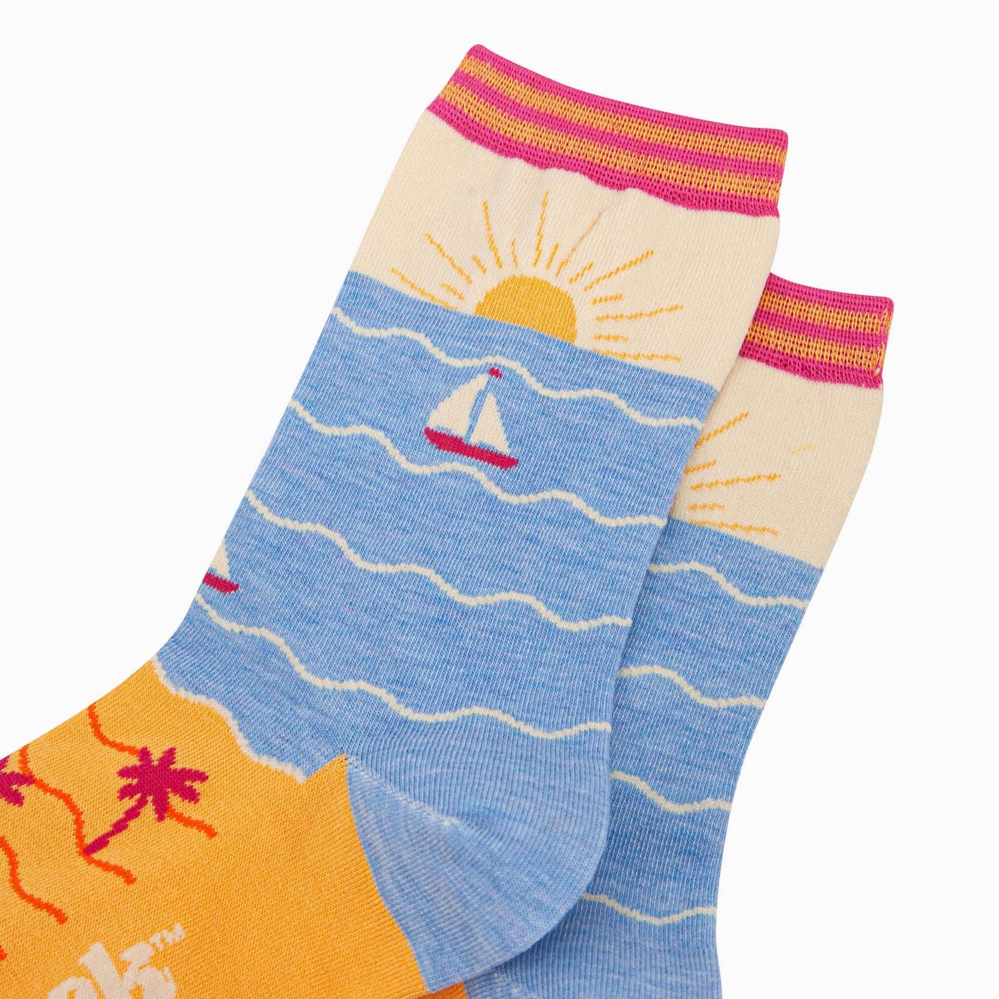 Beach Sunset Bamboo Socks in Blue/Yellow