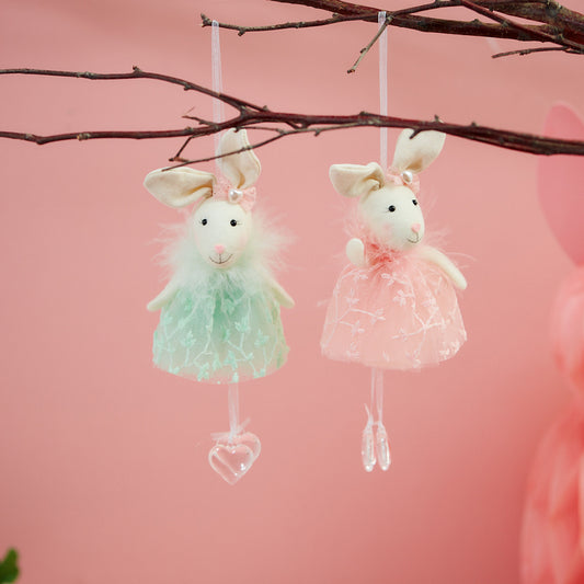 Hanging bunny in a tutu dress