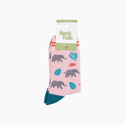 Elephants Bamboo Socks in Pink