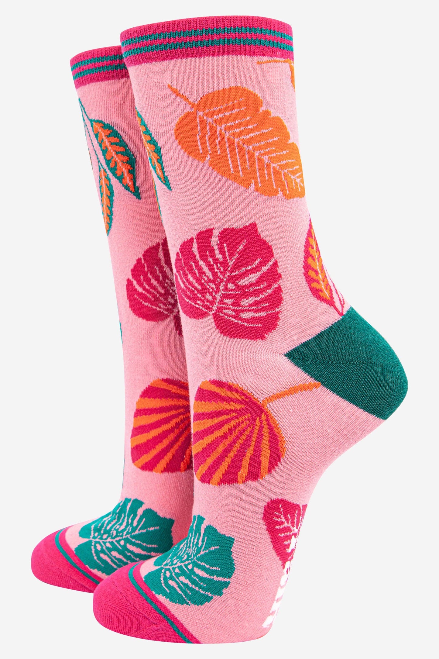 Women's Tropical Leaf Print Bamboo Socks