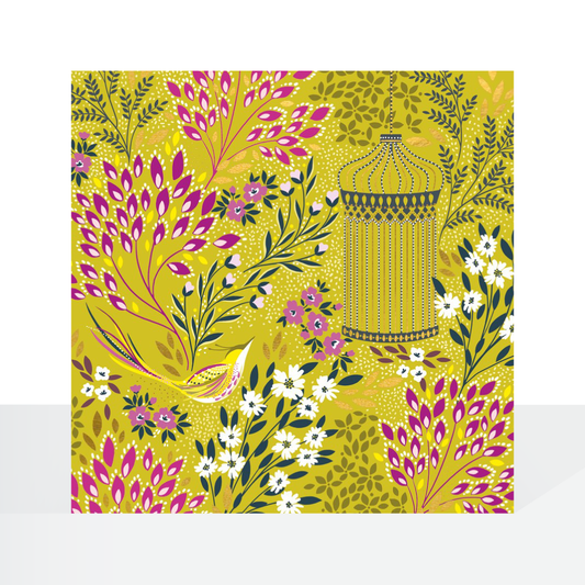 Birdcage on lime - Sara Miller card