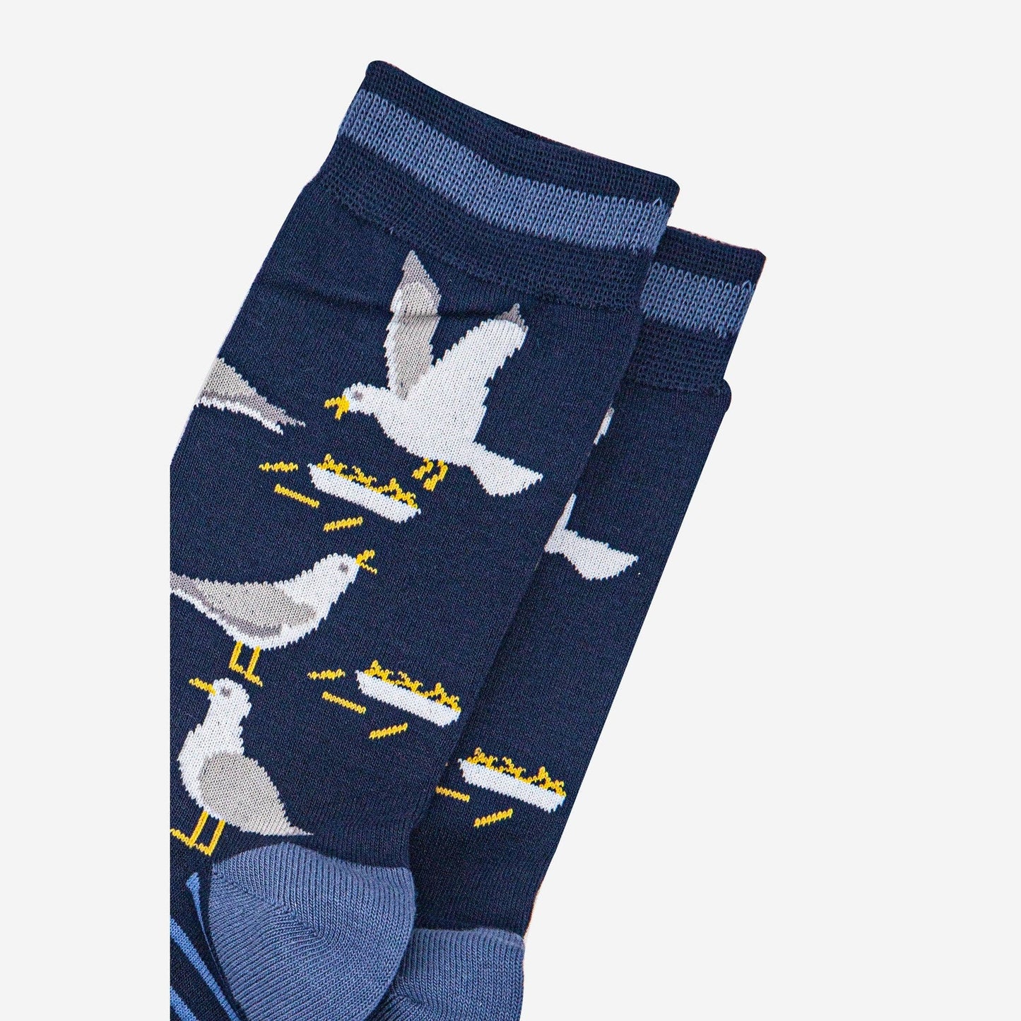 Men's Bamboo Socks - Navy Blue/Denim Blue, Seagulls