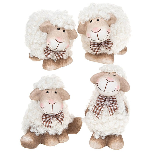 Shaggy sheep ornament w/ spotty bow tie