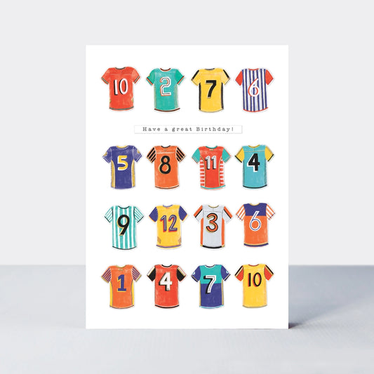 Football shirts birthday card - Rachel Ellen