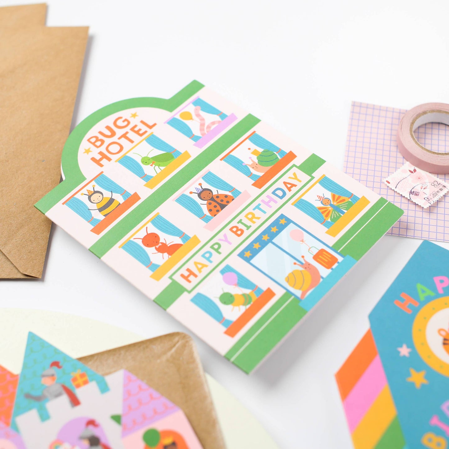 Playful Bug Hotel Birthday Card for Kids with Cute Critters